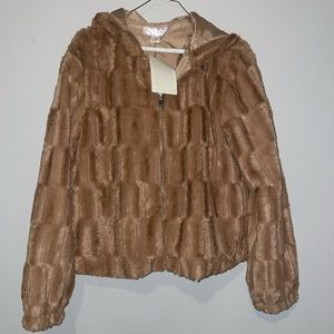ANGEL BUTTERSCOTCH FAUX FUR HOODED JACKET NWT